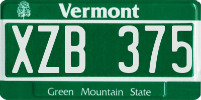 VT license plate XZB375