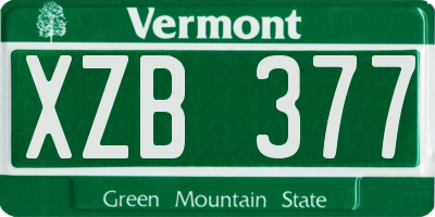 VT license plate XZB377