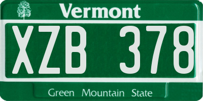 VT license plate XZB378