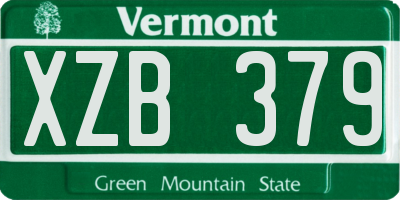 VT license plate XZB379