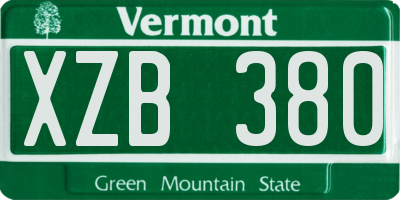 VT license plate XZB380