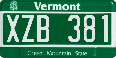 VT license plate XZB381