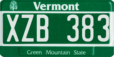 VT license plate XZB383