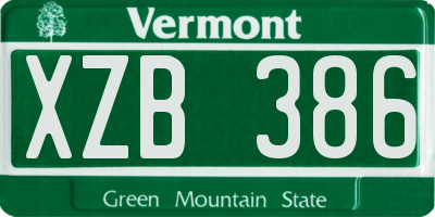 VT license plate XZB386