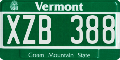 VT license plate XZB388