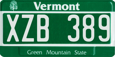 VT license plate XZB389
