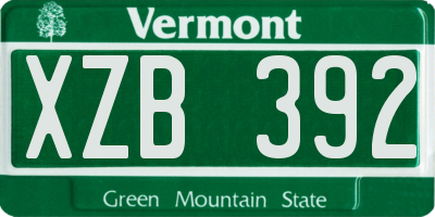 VT license plate XZB392