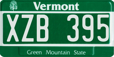 VT license plate XZB395