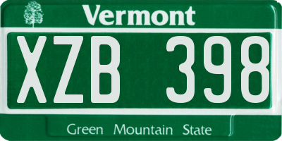 VT license plate XZB398