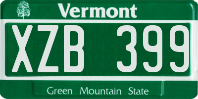 VT license plate XZB399
