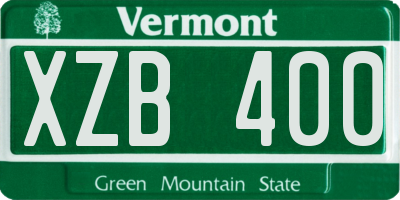 VT license plate XZB400