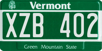 VT license plate XZB402