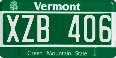 VT license plate XZB406
