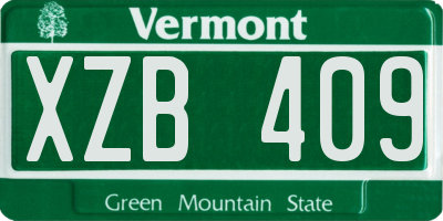 VT license plate XZB409