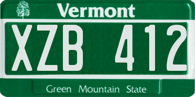 VT license plate XZB412