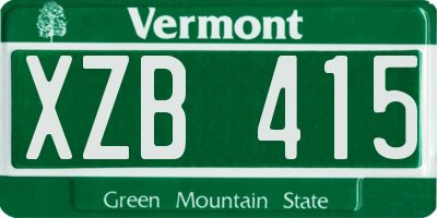 VT license plate XZB415
