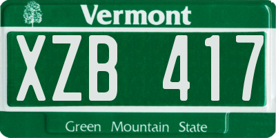 VT license plate XZB417