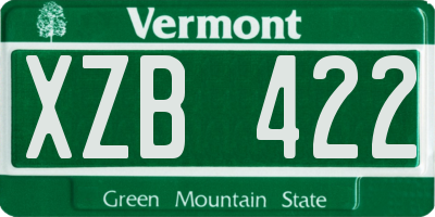 VT license plate XZB422