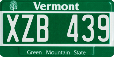VT license plate XZB439