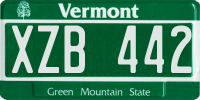 VT license plate XZB442
