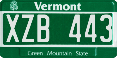 VT license plate XZB443