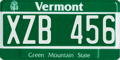 VT license plate XZB456