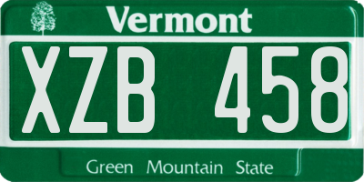 VT license plate XZB458