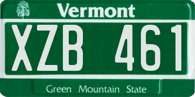 VT license plate XZB461