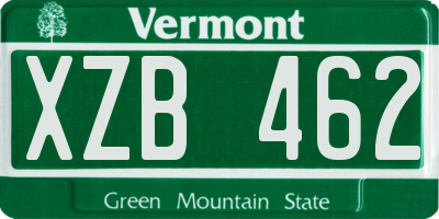 VT license plate XZB462