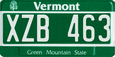 VT license plate XZB463