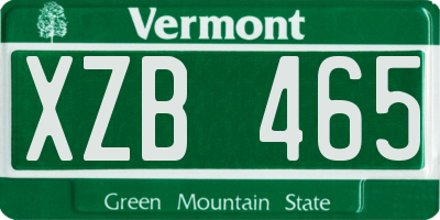 VT license plate XZB465
