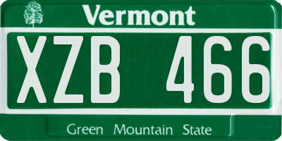 VT license plate XZB466