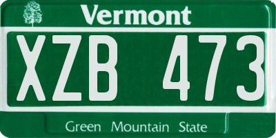VT license plate XZB473