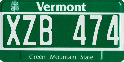 VT license plate XZB474