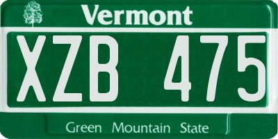 VT license plate XZB475