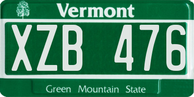 VT license plate XZB476