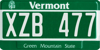 VT license plate XZB477