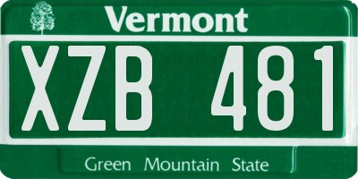 VT license plate XZB481