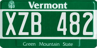 VT license plate XZB482