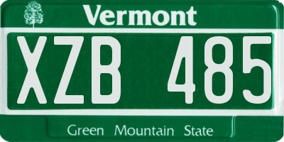 VT license plate XZB485
