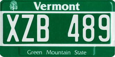 VT license plate XZB489