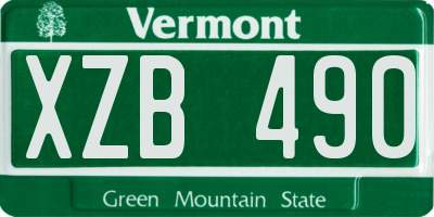 VT license plate XZB490