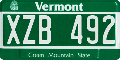 VT license plate XZB492