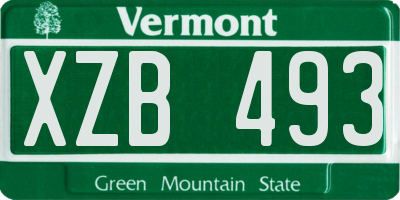 VT license plate XZB493