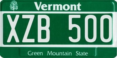 VT license plate XZB500