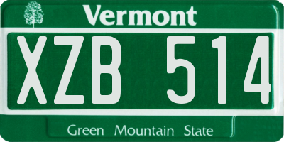 VT license plate XZB514
