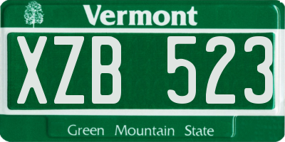 VT license plate XZB523