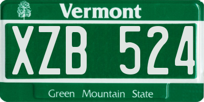 VT license plate XZB524