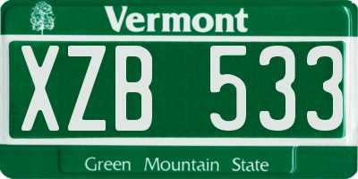 VT license plate XZB533