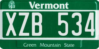 VT license plate XZB534